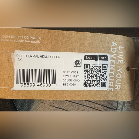 NWT Henley: Black, Thermal Waffle, Pullover, 3-Button Closure, Eddie Bauer - Picture 8 of 14